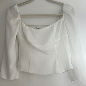 Aritzia white 3/4 sleeve puff sleeve blouse
